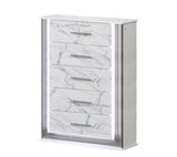 Desire Chest Marble-Patterned Drawers with LED Side Panels and Metallic Trim for Spacious, Stylish G150109087