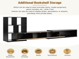 ON-TREND 74.8''-126'' Extendable TV Stand with 3 Tier Bookshelves for TVs up to 110'', Adjustable WF531669AAB