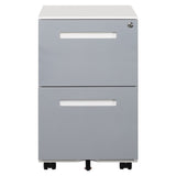 ZNTS 2 Drawer Mobile Locking File Cabinet, Rolling Filing Cabinet for Letter/A4 Size With 5 Wheels,GREY W124770978