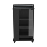 Baltimore Bar Cart with Casters, Glass Door and 2-Side Shelf B200P188862