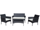 4 PC Rattan Patio Furniture Set Outdoor Patio Cushioned Seat Wicker Sofa W209P149123