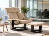 360&deg Swivel Massage Recliner Chair, 10-Point Vibration Footstool for Living Room, Beige 78574027