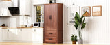 K&K 71" Farmhouse Kitchen Pantry with 2 Large Drawers,Embossed Texture Freestanding Cupboard N707P254905Z