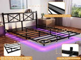 Queen Size Floating Bed Frame with Headboard and Storage, Full Size Platform Bed Frame with USB W840P383354