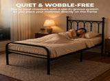 Metal Platform Bed Frame, Classic Iron Art Headboard & Footboard, Stable & Noiseless, 11.9 Inch 03450909