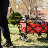 ZNTS Collapsible Heavy Duty Beach Wagon Cart Outdoor Folding Utility Camping Garden Beach Cart with 33073905