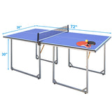 ZNTS 6ft Mid-Size Table Tennis Table Foldable & Portable Ping Pong Table Set for Indoor & Outdoor Games 88950035