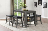 Gray Finish Set of 2 Counter Height Barstool Black Faux Leather Seat Nailhead Trim Casual Dining B01146330