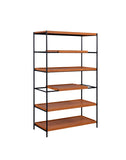 Honey Oak and Black 6-Shelf Bookshelf B062P209197