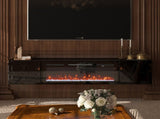 67 in. Black Media TV Stand in High Gloss Paint MDF T3609P347458