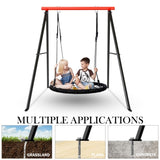 ZNTS Swing Sets for Backyard, 440Lbs Toddler Porch Swing, Swingset Outdoor for Kids, Metal A-Frame Swing 14481098