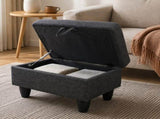 28.5" Storage Ottoman Bench Linen Upholstered for Living Room Bedroom Entryway Dark Gray 12258259