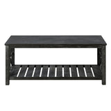 47 Inch Modern Coffee Table with Storage Shelf, Farmhouse Rectangle Living Room Center Table for W1445P162745