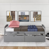 ZNTS Twin size platform bed, with two drawers, gray 72680589