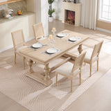 French Country Dining Chairs Set of 2, Upholstered Chairs with Nature Rattan Square Back, Wire W3426P324535