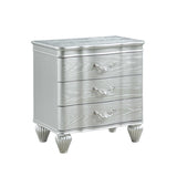 Landmark Traditional Style 3-Drawer Night stand With metal drawer pulls Made with Wood in Silver B009P235327