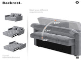 Corduroy Double Sleeper Sofa With Pull-Out Bed, 2 Pillows & Side Storage Pocket 03564076