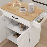 ZNTS Kitchen island rolling trolley cart with Adjustable Shelves & towel rack & seasoning rack rubber 06552763