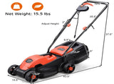 13-Inch Electric Lawn Mower with 8 Gal Grass Collection Box, 3 Adjustable Cutting Heights, 99924079
