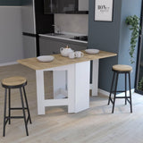 Gateleg Folding Table Space-Saving with Compact Design, White / Macadamia - Living Room B070137833