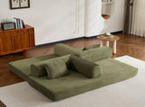 Convertible Sleeper Sofa Bed with Cylindrical Pillow, Corduroy Folding Mattress Couch with W3434P378558