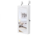 Non Full Mirror Wooden Wall Mounted 4-Layer Shelf 6 Drawers 8 Blue LED Light Jewelry Storage Mirror 29202474