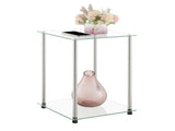 Classic Glass 2 Tier Square End Table, Glass/Chrome 68552560