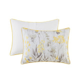 5 Piece Seersucker Comforter Set with Throw Pillows Yellow Full/Queen B035P148356