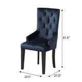 Dark Navy and Black Tufted Back Arm Chair B062P182763