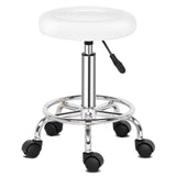 ZNTS Round Stool with Lines Rotation Bar Stool White 44812868