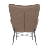 Izzy Industrial Lounge Chair and Ottoman Set in Black Metal and Espresso Faux Leather by LumiSource B202P223579
