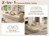 70 inches 2-in-1 Convertible Sleeper Sofa Bed with Cup Holders, Apricot Chenille Loveseat with W5156P546724