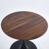 31.5"BLACK AND WALNUT Tulip Table Mid-century Dining Table for 2-4 people With Round Mdf Table Top, W234P143406