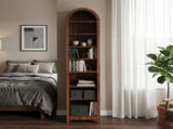 8-Tier Arched Dome Display Rack Particleboard Melamine-Faced Bookshelf 15.75*11.81*70in Walnut 72184045
