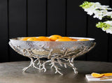 14.2x14.2x10.8" Silver Decorative Aluminum Bowl with Twig Stand W2078P489710