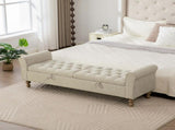 65.75" Wide Modern Upholstered Storage Bench With Double Lids 97880592