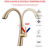 Single Handle Stainless Steel Pull Out Kitchen Faucet W1217125158