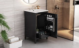 20.3" Bathroom Vanity with Sink, Functional Drawer, Door Shelf, Soft-closing Door, Black N759P218643B