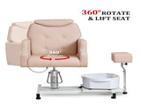 Pink Pedicure Chair, PVC Iron Frame, Manual Recline, with Stool & Bowl 30907558