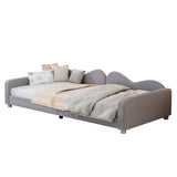Twin size Upholstered Daybed, Sherpa Fabric Sofabed with Cloud-Shaped Backrest, No Box-spring N733P234602E