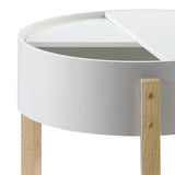 White and Natural End Table with Hidden Storage B062P185697
