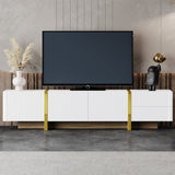 Luxury Fluted TV Stand for TVs Up to 80'', Modern Entertainment Center with Storage Cabinets & 43959037