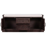 ZNTS Storage Bench with 2 Drawers and 2 Cabinets, Shoe Bench with Removable Cushion for Living Room, 24970634