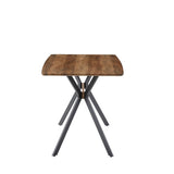Modern Minimalist Style Dining Table MDF wooden Top Black Metal Shelf Metal Heat Transfer Legs W241132801