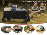 Black 400 lbs Heavy-Duty Collapsible Wagon Cart with All-Terrain Wheels, 180L Capacity Folding 40348987