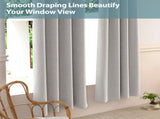 2pcs light grey 100% blackout curtains with snap-on top, suitable for hanging use. They have 04221265