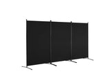 3-Panel Folding Room Divider, Black Freestanding Privacy Screen & Portable Partition for Bedroom, 23116714