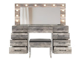 9-Drawer Table Set with 12 Tri-Color Light Bulbs and Power Strip Glass-Topped Particleboard 83721046