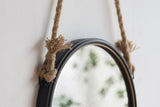 19.5" in Handsome Cleveland Mirror with Rope Strap Contemporary Design Circle Mirror with Grey Round W2078124346