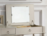 Bedroom Vanity Set w Stool Open Up Mirror Storage Space Drawers Rubber wood Ring Pull Handles Silver B011113341